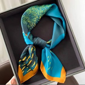 Foulard Carré - Éclat Turquoise & Safran