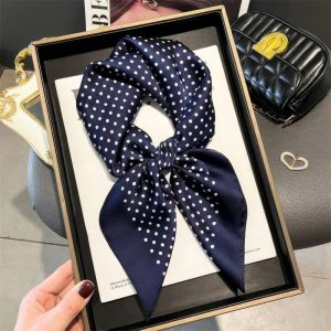 Foulard Carré - Bleu Marine à Pois Chics