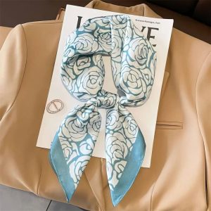 Foulard Carré - Douceur Florale Azur
