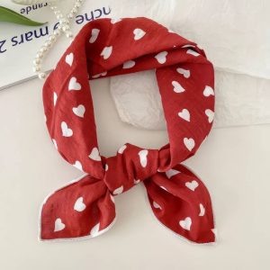 Foulard en coton - Cœurs rouge passion