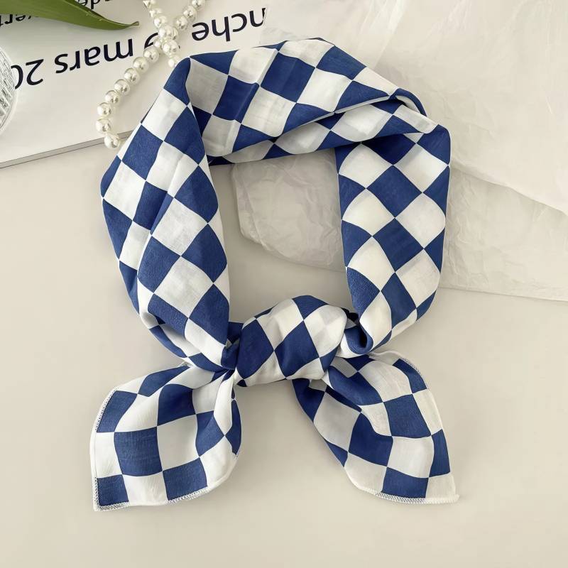 Foulard en coton – Damier azur Foulard en coton - Damier azur