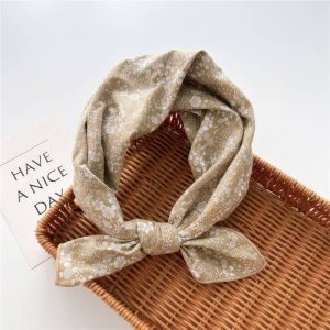 Foulard en coton - Dentelle florale sable