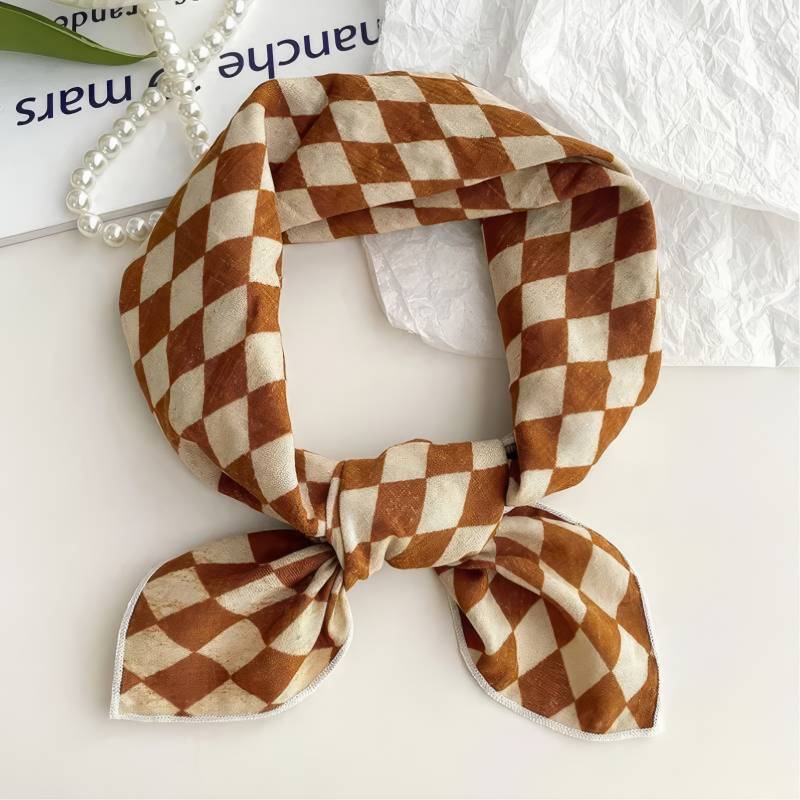 Foulard en coton – Échiquier cannelle Foulard en coton - Échiquier cannelle