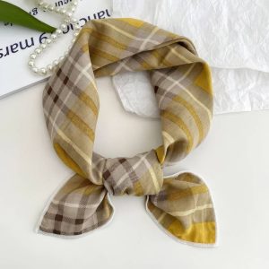 Foulard en coton - Écossais miel doux