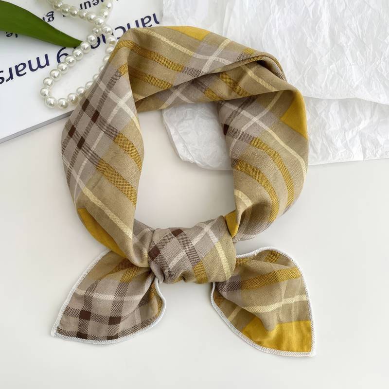 Foulard en coton – Écossais miel doux Foulard en coton - Écossais miel doux