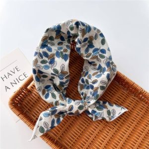 Foulard en coton - Feuilles d’automne bleutées
