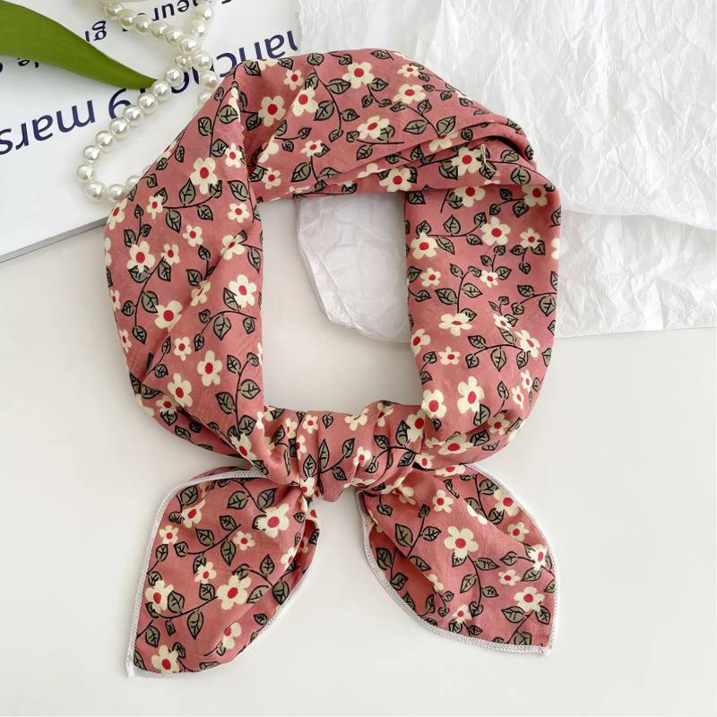 Foulard en coton – Fleurettes rose ancien Foulard en coton - Fleurettes rose ancien