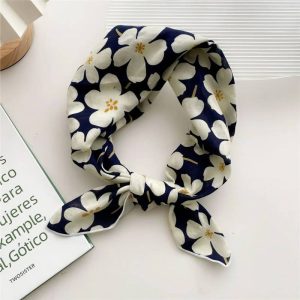 Foulard en coton - Fleurs bleu minuit
