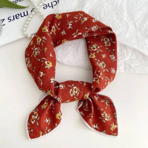 Foulard en coton - Floraison brique