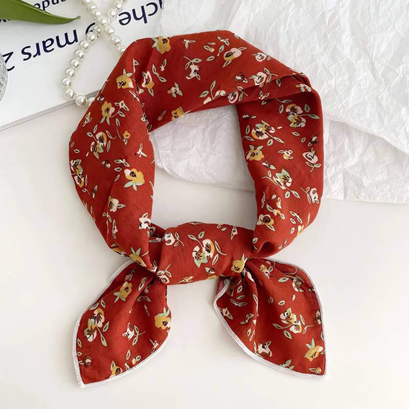 Foulard en coton – Floraison brique Foulard en coton - Floraison brique