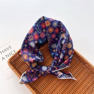 Foulard en coton - Floraison indigo