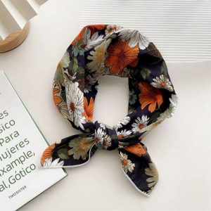 Foulard en coton - Grandes marguerites automnales