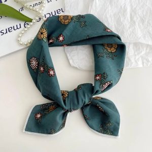 Foulard en coton - Jardin bleu paon