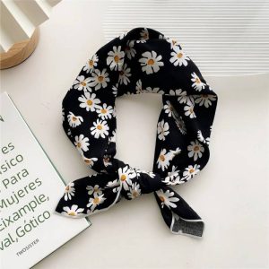 Foulard en coton - Marguerites charbon