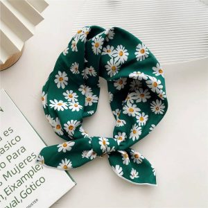 Foulard en coton - Marguerites émeraude