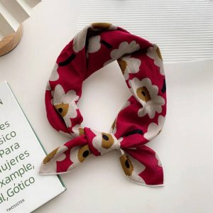 Foulard en coton - Marguerites framboise