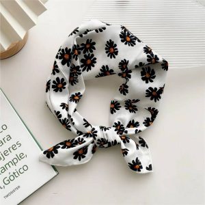 Foulard en coton - Marguerites noires