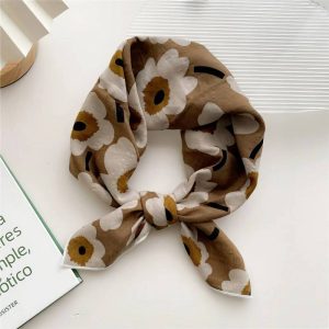 Foulard en coton - Marguerites taupe