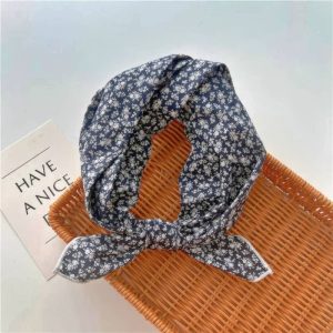Foulard en coton - Micro fleurs ardoise