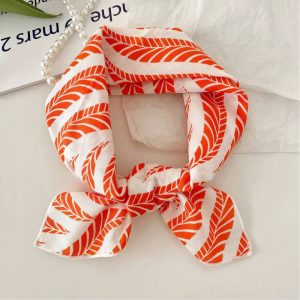 Foulard en coton - Palmes corail vif