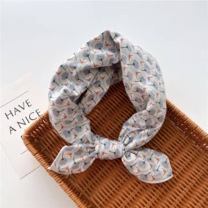 Foulard en coton - Pensées bleu brume