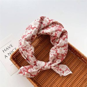Foulard en coton - Pivoines corail