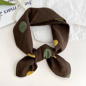Foulard en coton - Pois cacao sauge