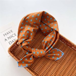 Foulard en coton - Pois caramel azur