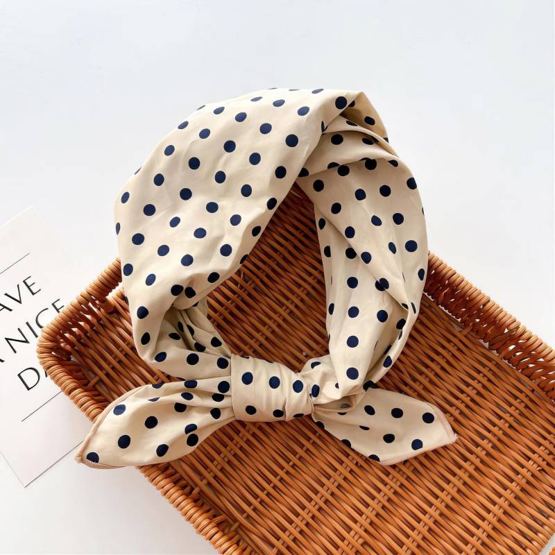 Foulard en coton – Pois crème marine Foulard en coton - Pois crème marine