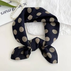 Foulard en coton - Pois lin nocturne