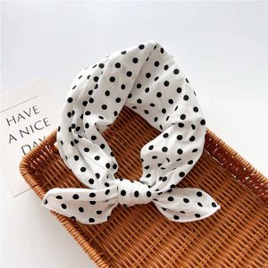 Foulard en coton - Pois rétro blanc