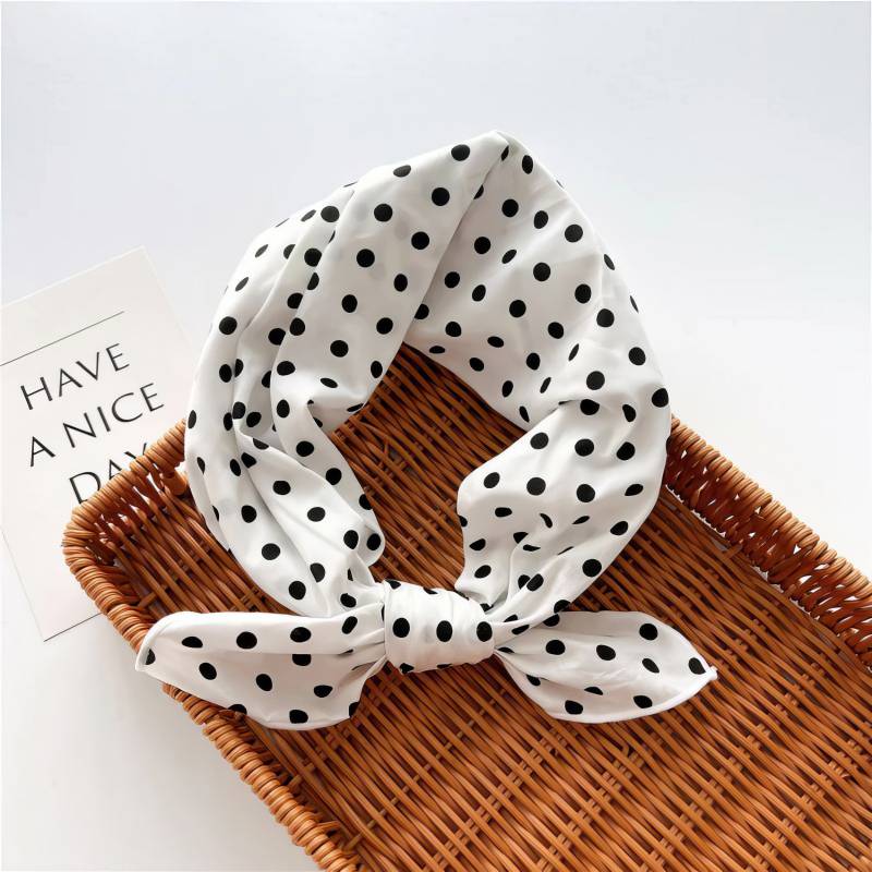 Foulard en coton – Pois rétro blanc Foulard en coton - Pois rétro blanc
