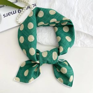 Foulard en coton - Pois vert émeraude