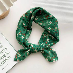 Foulard en coton - Prairie émeraude fleurie