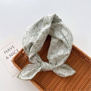 Foulard en coton - Rosaces vert sauge