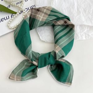 Foulard en coton - Tartan vert sauge