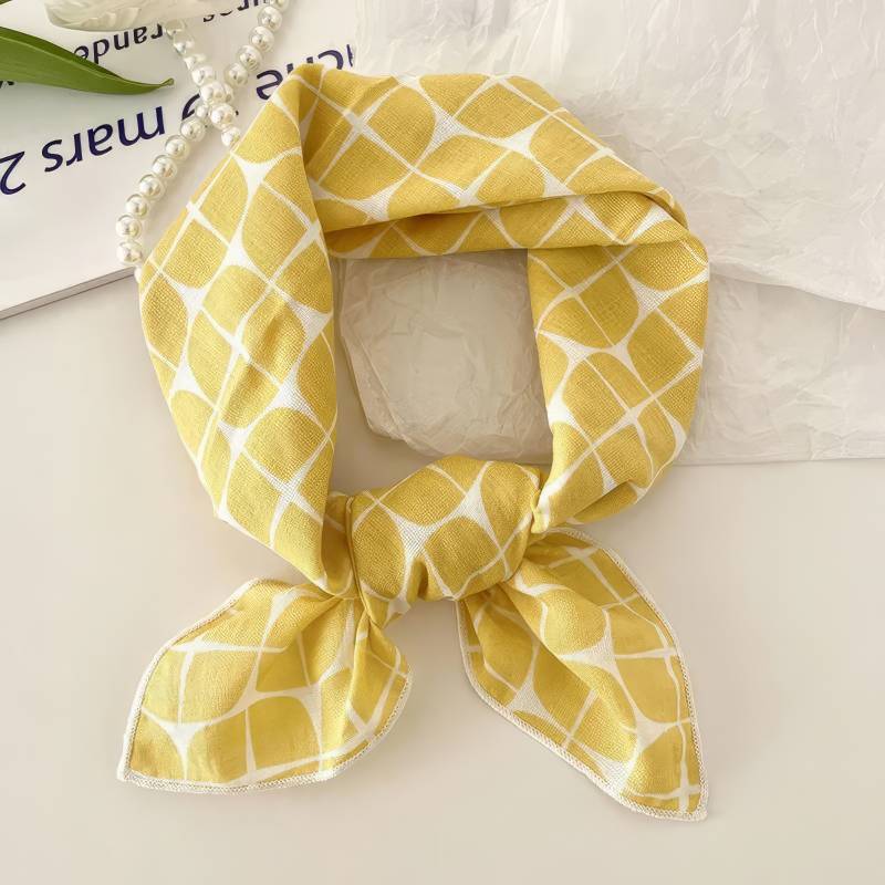 Foulard en coton – Treillis citron doux Foulard en coton - Treillis citron doux