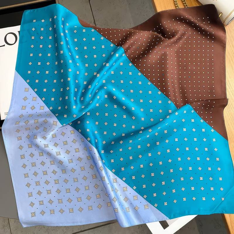 Foulard en soie – Azur Mocca Foulard en soie - Azur Mocca