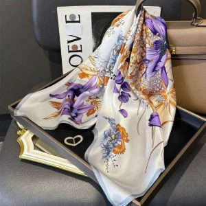 Foulard en soie - Fleur d’Iris Ambrée
