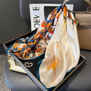 Foulard en soie - Floraison Saphir