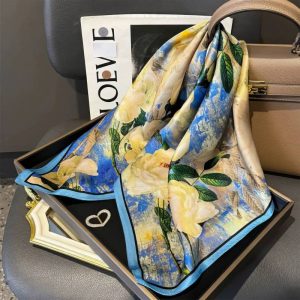 Foulard en soie - Jardin Cobalt
