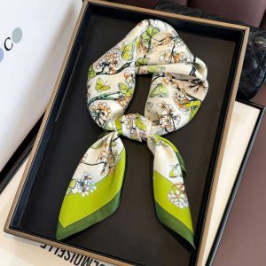 Foulard en soie - Papillon Verveine