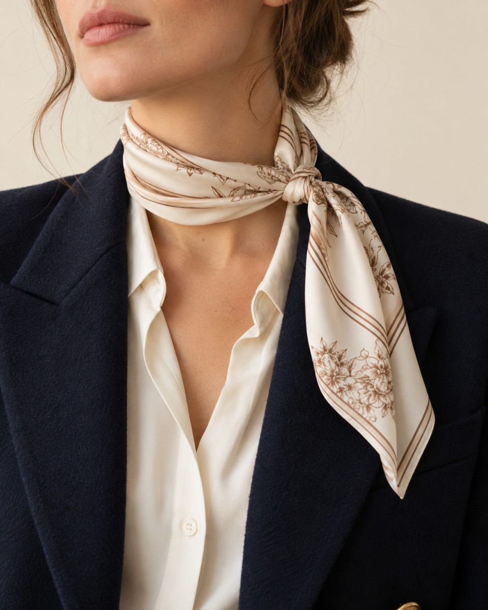 Le nœud sur le côté : foulard porté autour du cou
